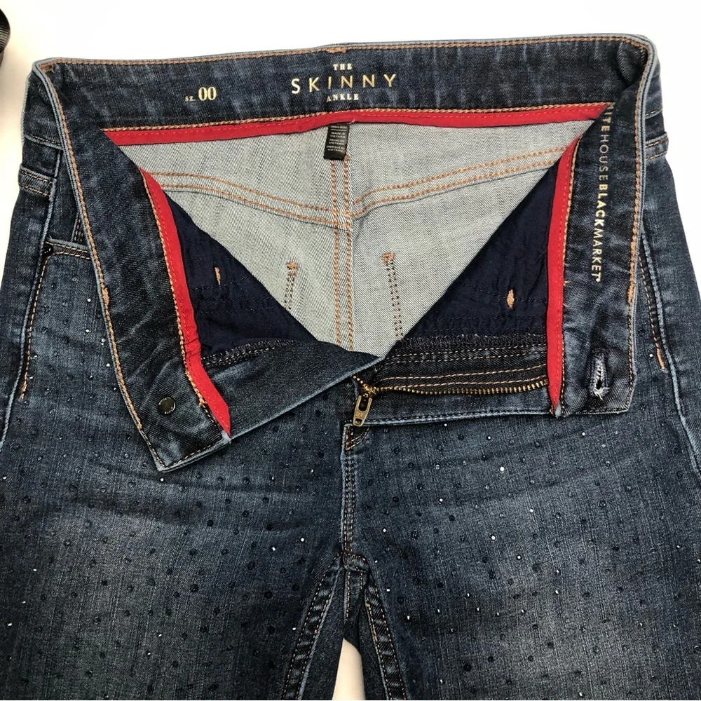 ⭐️NEW⭐️SPARKLES ✨White House Black Market (WHBM) The Skinny Ankle Blue Jeans - Picture 8 of 11